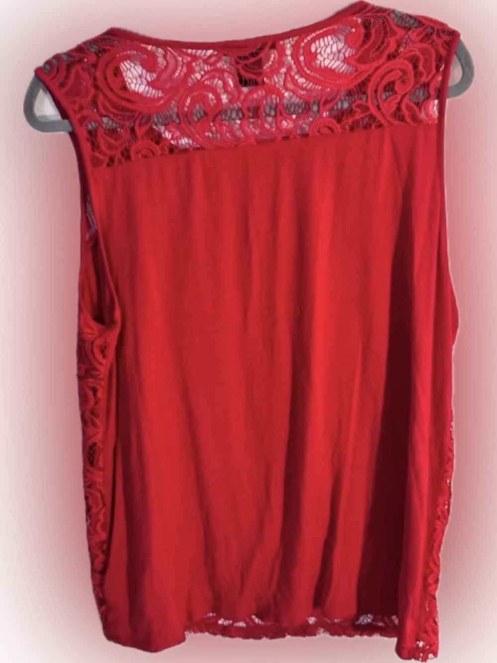Adrianna Papell Red Lace Sleeveless Top Women’s XL EUC - Picture 5 of 6